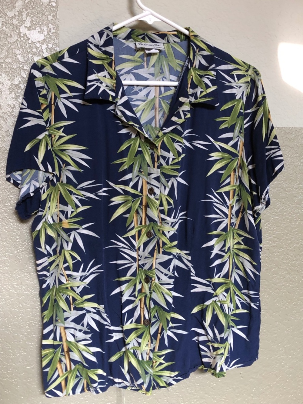 Vintage Hawaiian Shirt Aloha Bamboo Print Size L Made in Hawaii